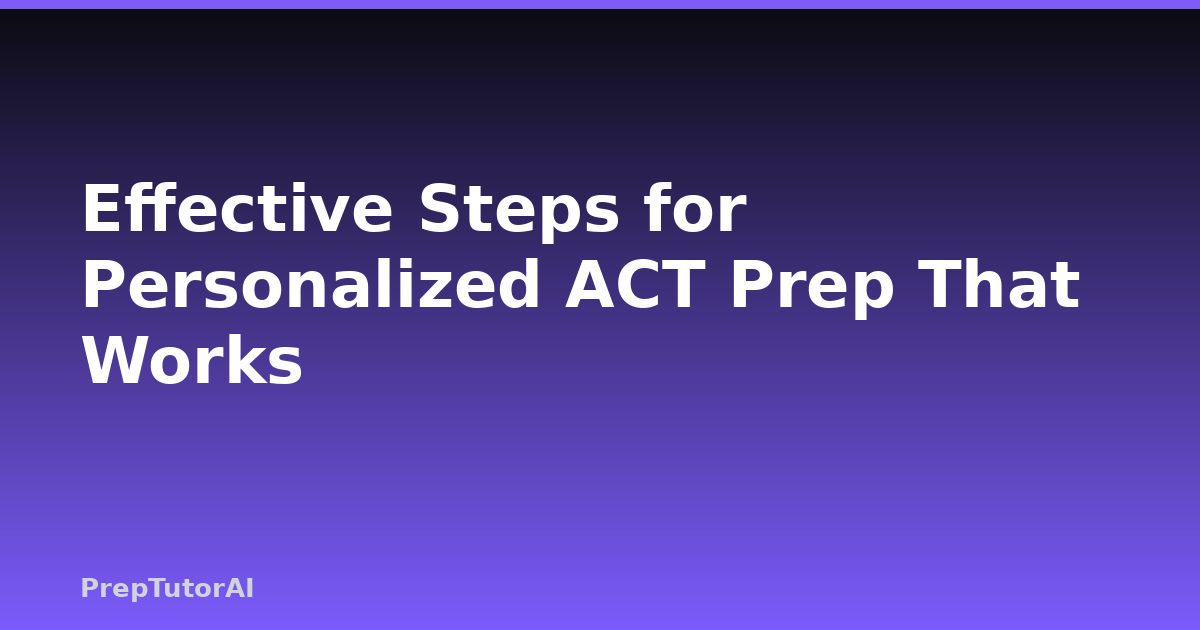 Effective Steps for Personalized ACT Prep That Works